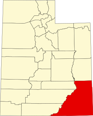 Map of Utah highlighting San Juan County