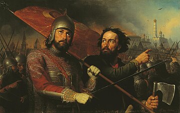 Minin and Pozharsky (right to left) by Mikhail Scotti, 1850