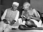 From the late 19th century, and especially after 1920, under the leadership of Mahatma Gandhi (right), the Congress became the principal leader of the Indian independence movement.[398] Gandhi is shown here with Jawaharlal Nehru, later the first prime minister of India.