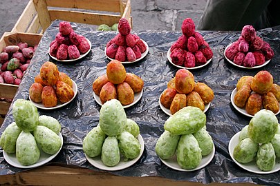Prickly pear fruit at a market in Zacatecas, Mexico