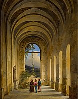Conversation in a Medieval Cloister (1825, private collection)