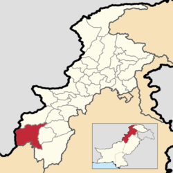 Karte von Pakistan, Position von Südwasiristan hervorgehoben