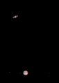 59. The Great conjunction of Jupiter and Saturn as seen from a telescope on December 21, 2020.