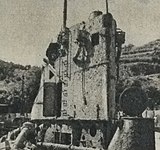 The conning tower of a salvaged Japanese submarine.