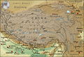 Topographische Karte vom Hochland von Tibet