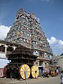 The Towering Rajagopuram with one of the Temple Rathas