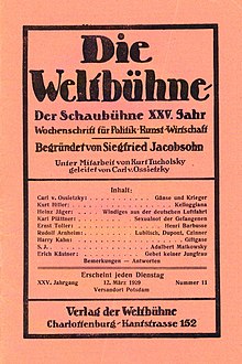 Umschlag der Weltbühne vom 12. März 1929