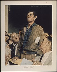 Freedom of Speech (Saturday, February 20, 1943) – from the Four Freedoms series by Norman Rockwell