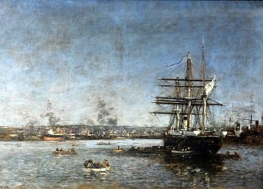 Russische Korvette im Hafen von Le Havre, 1887, Eugène Boudin