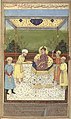 Abu'l Fazl Ibn Mubarak presenting the Akbarnama to the emperor (D. 1602 AD)