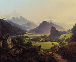 Looking into the Landl valley of Styria; Anton Hansch, 1837