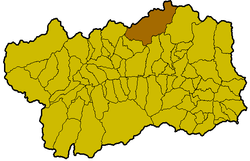 Location of the commune within the Aosta Valley region