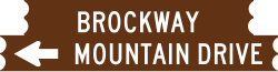 A graphic representation of the brown wooden sign for Brockway Mountain Drive
