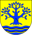 Blauer Eichbaum im Wappen von Nübel, Schleswig-Holstein