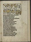 Aus: „Des edlen Ritter Morgeners Walfart in Sa[n]t Thomas Land, in Gesang Weisse“. Gedruckt 1497. Illustration: Holzschnitt, handkoloriert.