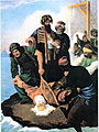 Painting by Peter von Hess depicting the casting of the corpse of Patriarch Gregory V of Constantinople into the Bosphorus.