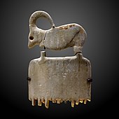 Ibex comb; 3800–3500 BC; hippopotamus ivory; 6.5 × 3.8 × 0.2 cm; Louvre