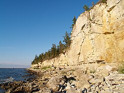Kesse cliff on the northwestern coast of the islet