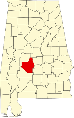 Karte von Dallas County innerhalb von Alabama