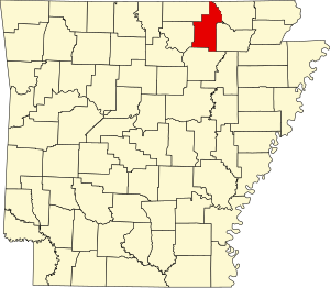 Map of Arkansas highlighting Sharp County