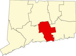 Map of Connecticut highlighting Middlesex County