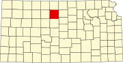 Map of Kansas highlighting Osborne County