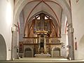 Kanzel-Orgel-Altar in der Evangelischen Kirche in Marienheide-Müllenbach