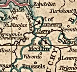 Map of the area from 1559–1608