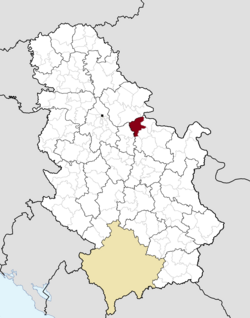 Location of the city of Požarevac within Serbia