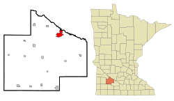 Location of Redwood Falls within Redwood County and state of Minnesota