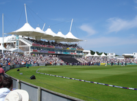 The Rose Bowl, Southampton, showing the pavilion with its distinctive fabric roof
