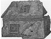 Drawing of a shrine found in the River Shannon, c. 9th century