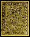 The first stamp of the Duchy of Parma, Piacenza and Guastalla, 1852