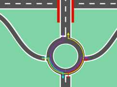 Vier Rampen Wege und Auslastung im Kreisverkehr (ohne Durchgangsverkehr des Zubringers)