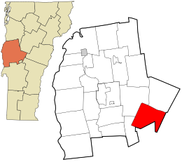 Location in Addison County and the state of Vermont.