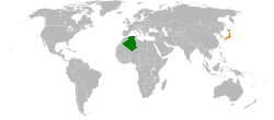 Map indicating locations of Algeria and Japan