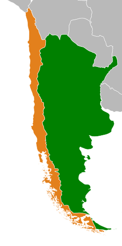 Map indicating locations of Argentina and Chile