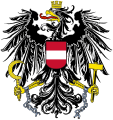 The coat of arms of Austria has one supporter, an eagle, which bears the escutcheon on its breast. This arrangement is common where eagles and other birds are used as supporters, as in the Great Seal of the United States and the coat of arms of Russia.