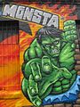 A graffiti art depiction of The Hulk on the East Side Gallery of the Berlin Wall (2008)