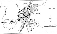 Figure 5: A map of the proposed highway put forth in the 1948 Massachusetts Highway Master Plan.