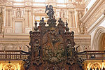 The upper part of the episcopal throne of the choir, featuring a life-size representation of the Ascension