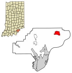 Location of New Washington in Clark County, Indiana.