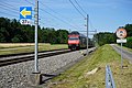 ETCS-Halttafel auf einer Bahn­stre­cke in der Schweiz