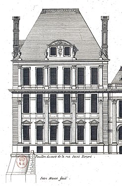 West façade facing the garden, detail from a c.1670 engraving by Jean Marot