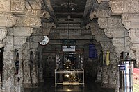 Ornate open mantapa (hall) at the Someshwara temple in Halasuru