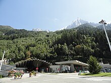 entrance to a road tunnel going under Mont Blanc in France
