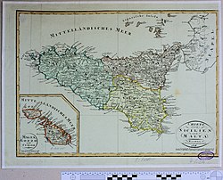 Map of Malta and Sicily, 1808