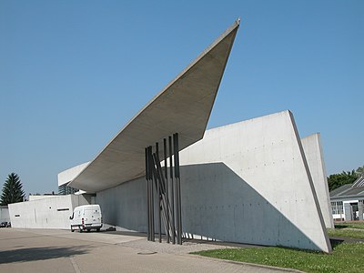 Vitra Fire Station in Weil am Rhein, Germany (1991–1993). Hadid's first building complex.