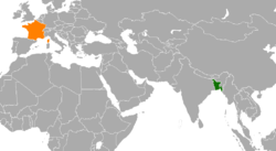 Map indicating locations of Bangladesh and France