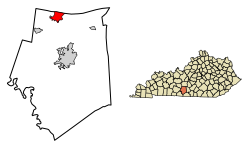 Location of Cave City in Barren County, Kentucky.